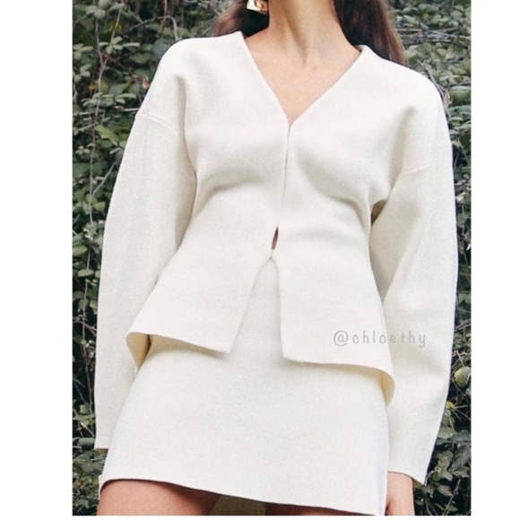 Zara Jackets & Blazers - Zara "Tailored Knit" Cream Cardigan Jacket Small S NEW WITH TAGS
